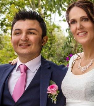 Ray Dussan with his bride Louise Ardern on their wedding day.